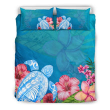 Load image into Gallery viewer, Polynesian Turtle Bedding Set Bedding Set - Black Black / Queen/full Sets - Hawaii Polynesian Turtle And Hibiscus - Hawaiian Bedding Set - Turtle Bedding Set - Polynesian Bedding Set - Hawaiian Polynesian - Hawaiian Turtle - Hawaii Hibiscus - Hawaii Symbols